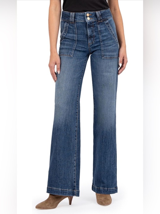 Kut from the Kloth Denim - KUT from the Kloth Women’s Jodi High Rise Wide Leg Blue Denim Jeans Size 12